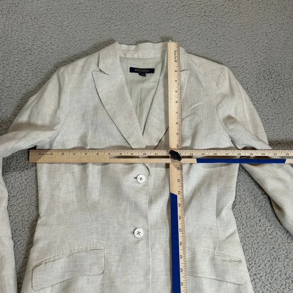 Brooks Brothers Milano Fit Linen Blazer‎ Beige Two Button Jacket Womens Size 4